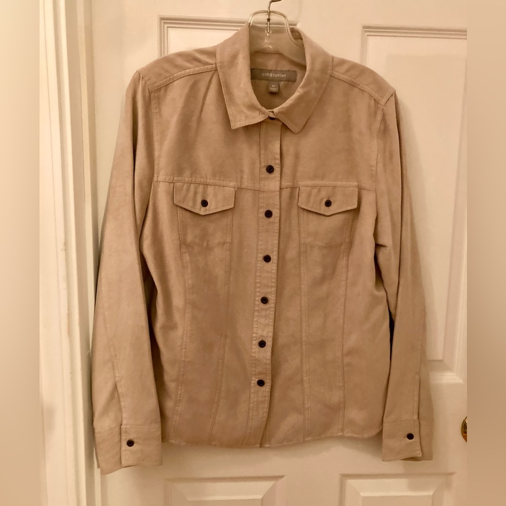 Croft and Barrow suede like tan shirt M
